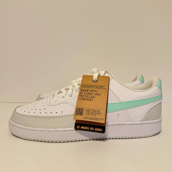 Nike Court Vision Low Next Nature Size 12 Men (FZ4124-100) White/Mint - New - Picture 3 of 9